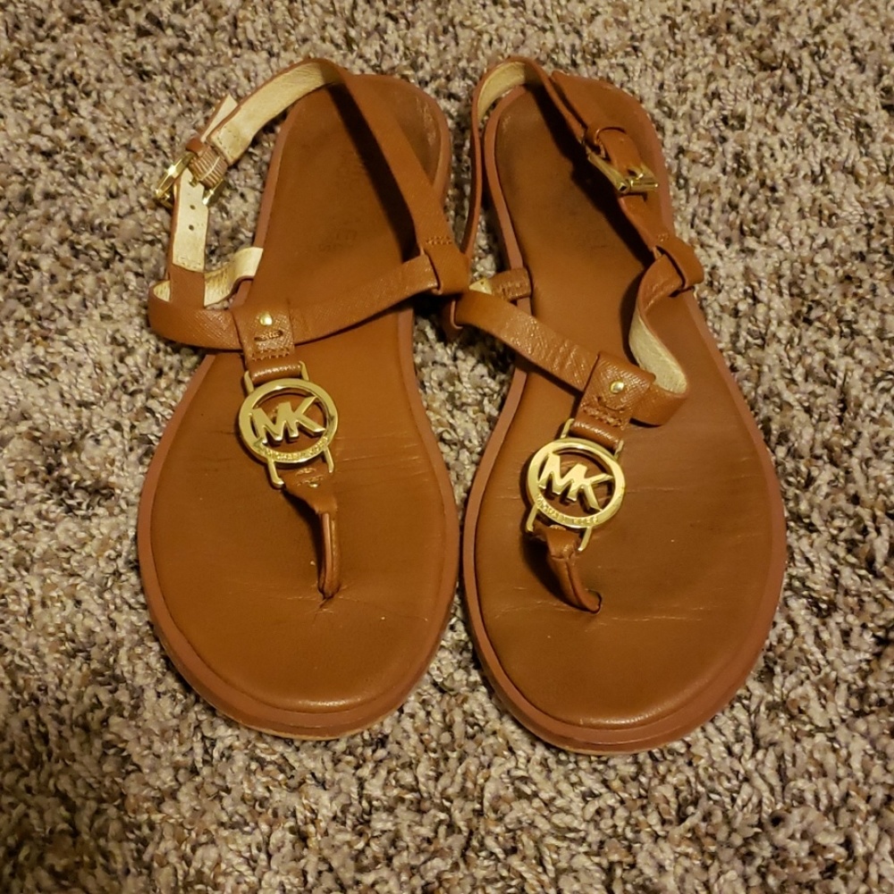 Michael Kors Brown Logo Thong Sandals